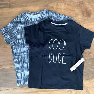 Rae Dunn set of 2 boys tees size 5 NWT! Cool Dude and grey printed tees